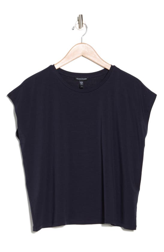 Eileen Fisher Short Sleeve Tencel® Lyocell T-shirt In Nocturne