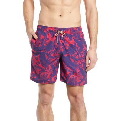Bugatchi Print Swim Trunks, Pink