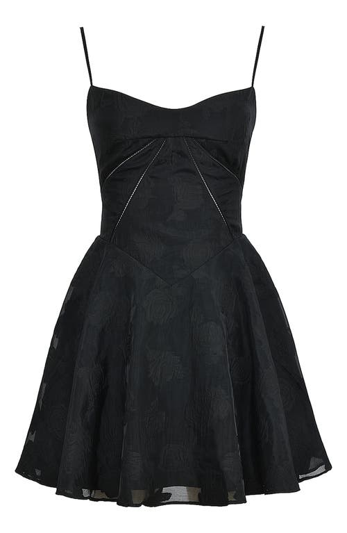 Shop House Of Cb Serenita Jacquard Fit & Flare Cocktail Minidress In Black