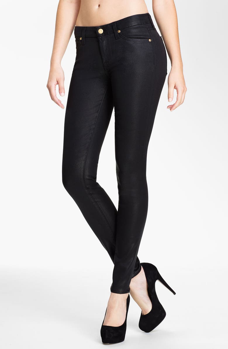 7 For All Mankind® Coated Skinny Stretch Jeans (Black) | Nordstrom