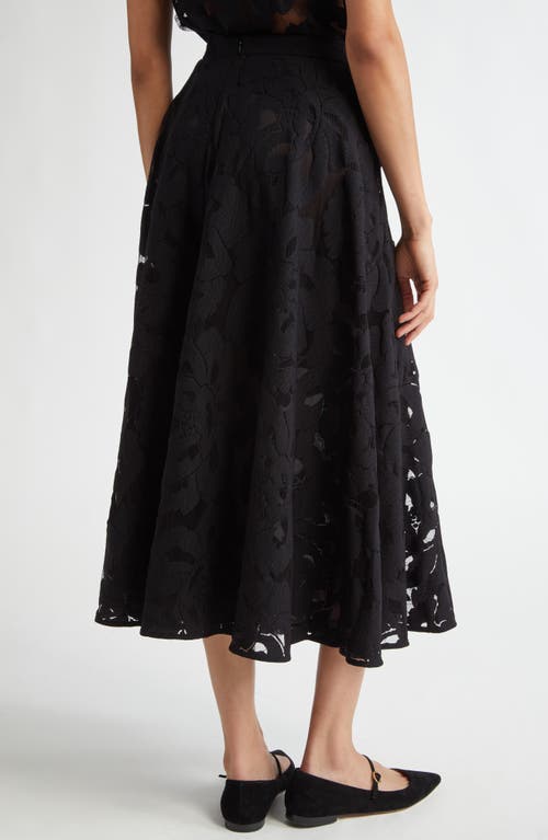 Shop Max Mara Studio Zitto Floral Lace Midi Skirt In Black