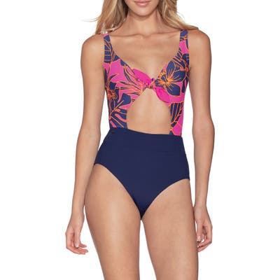 Maaji Blueberry Sherbet Reversible One-Piece Swimsuit, Pink