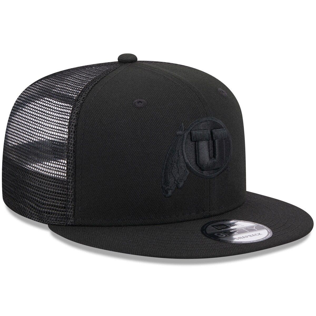New Era Men's New Era Utah Utes Black on Black 9FIFTY Trucker Snapback
