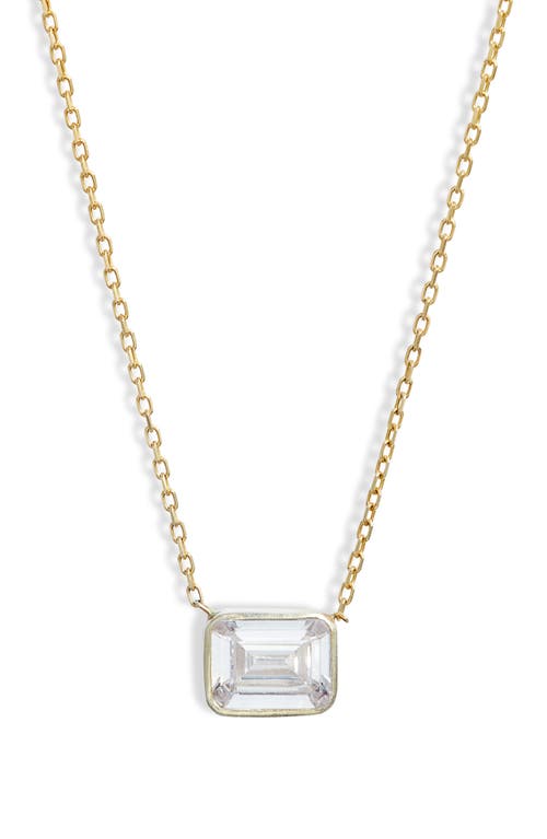 SHYMI Mini Bezel Pendant Necklace in Gold/White/emerald Cut at Nordstrom, Size 16