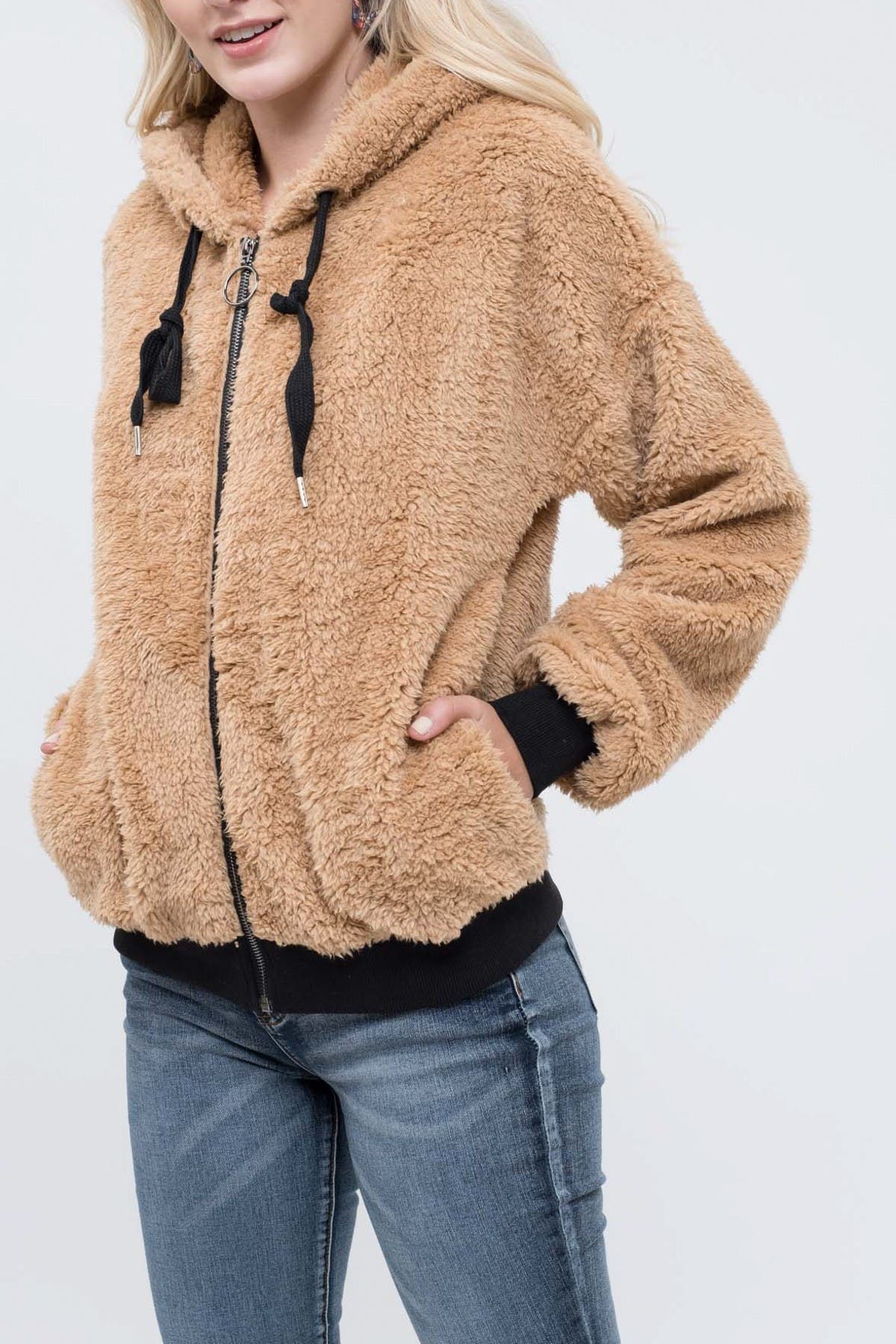 Blu Pepper Faux Fur Hooded Teddy Jacket Nordstrom Rack