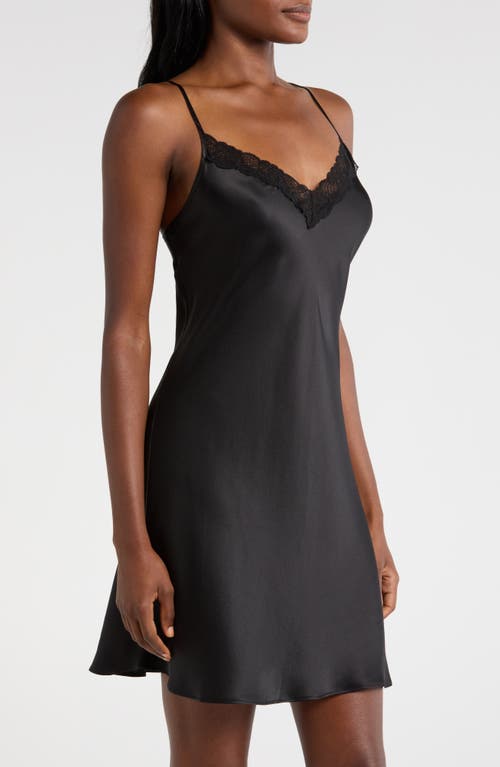 Shop Etam Milky Lace Trim Silk Chemise In Black