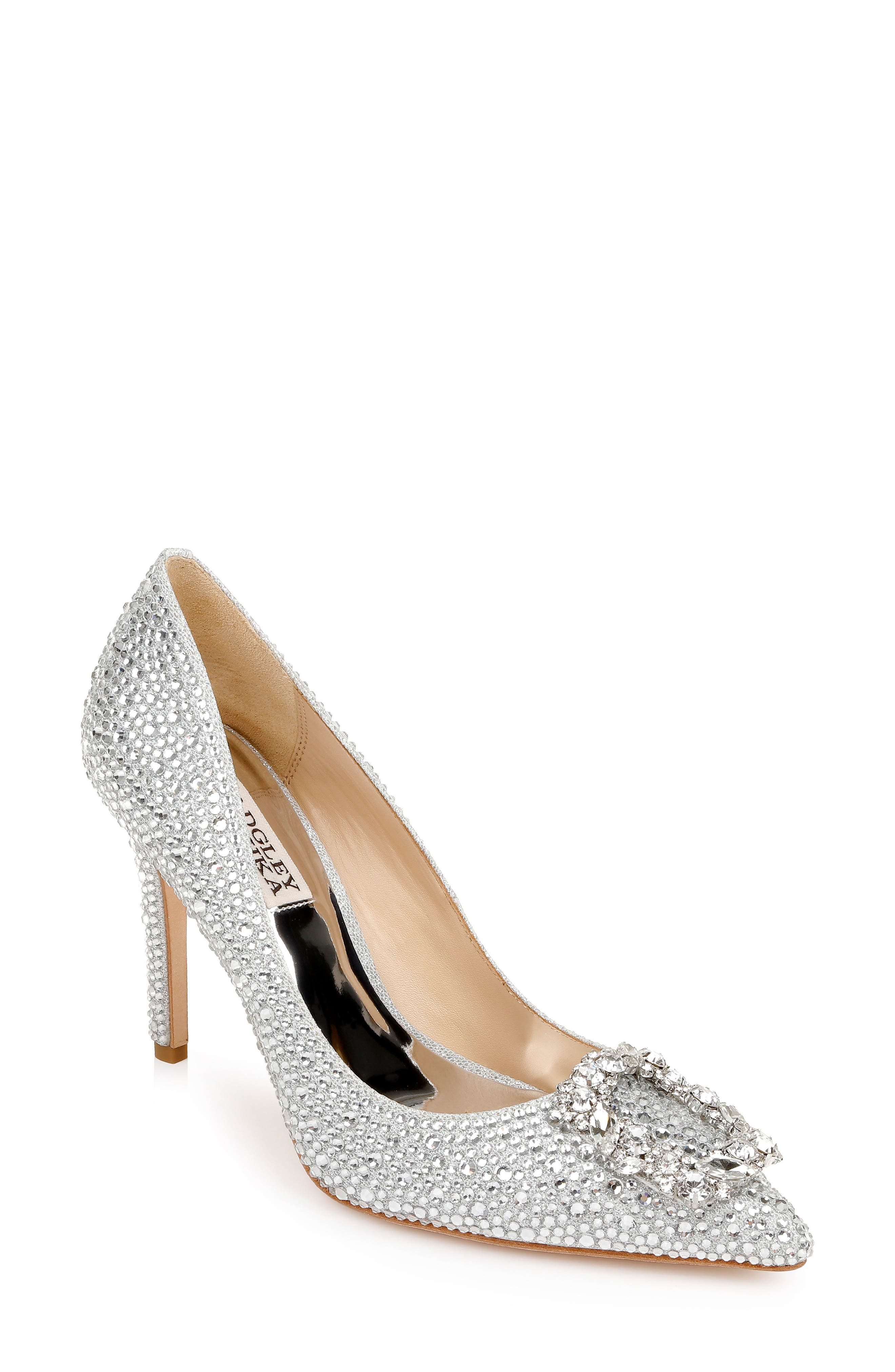 silver pump shoes