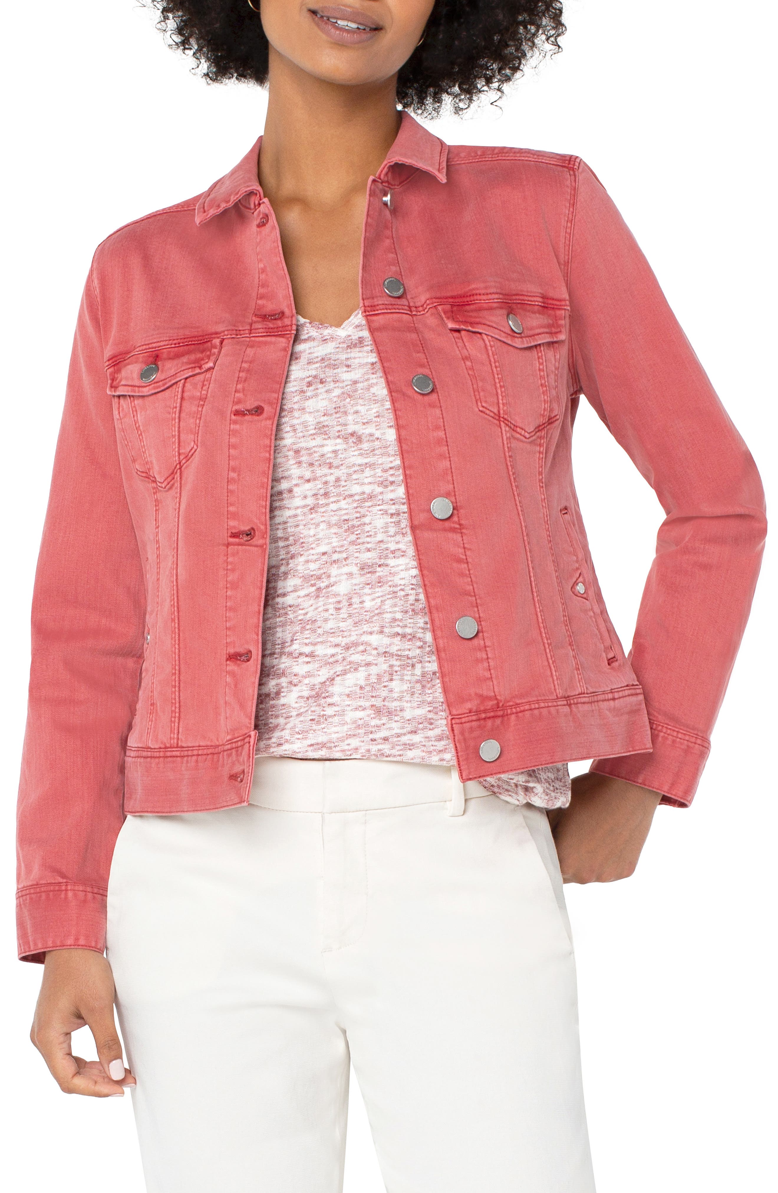 long pink denim jacket