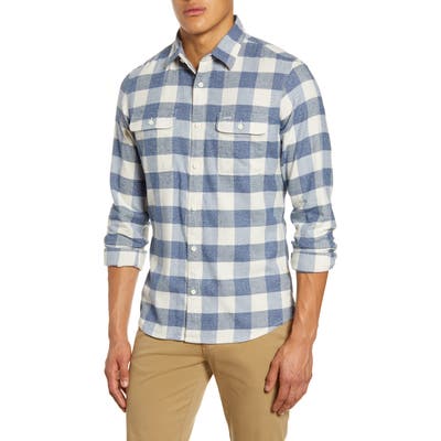 1901 Trucker Slim Fit Buffalo Check Button-Up Flannel Shirt, Ivory