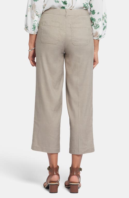 Shop Nydj Linen Blend Crop Wide Leg Pants In Saddlewood