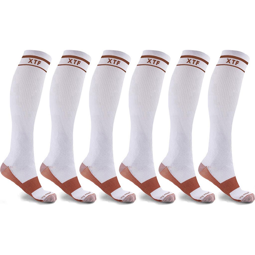 Extreme Fit Pack Of 6 Compression Knee High Socks In White