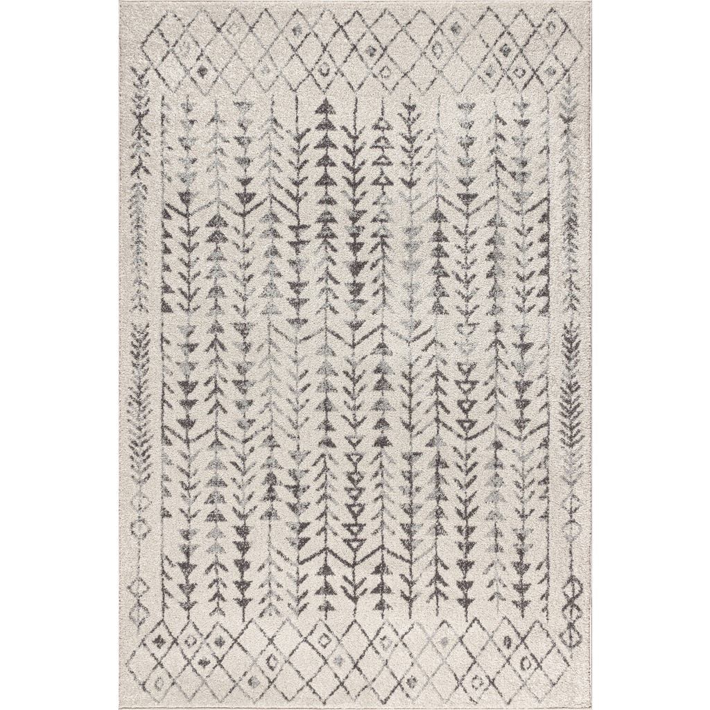 Jonathan Y Ziri Moroccan Geometric Area Rug In Cream/gray