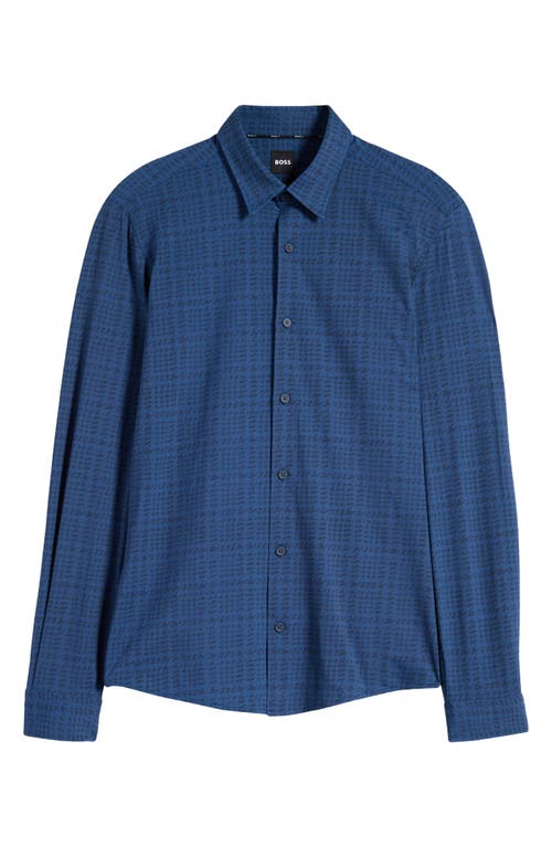 Shop Hugo Boss Boss Print Button-up Shirt In Navy