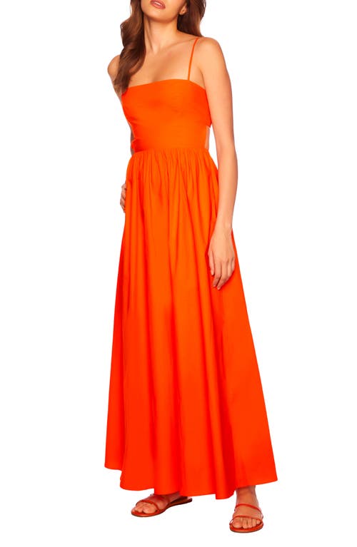 Cutout Cotton Poplin Maxi Sundress in Mandarin