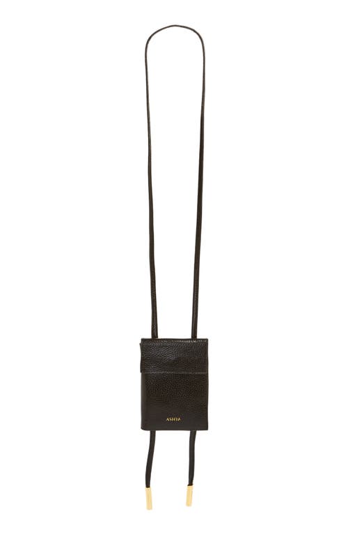 Leather Bolo Passport Holder in Onyx Pebble
