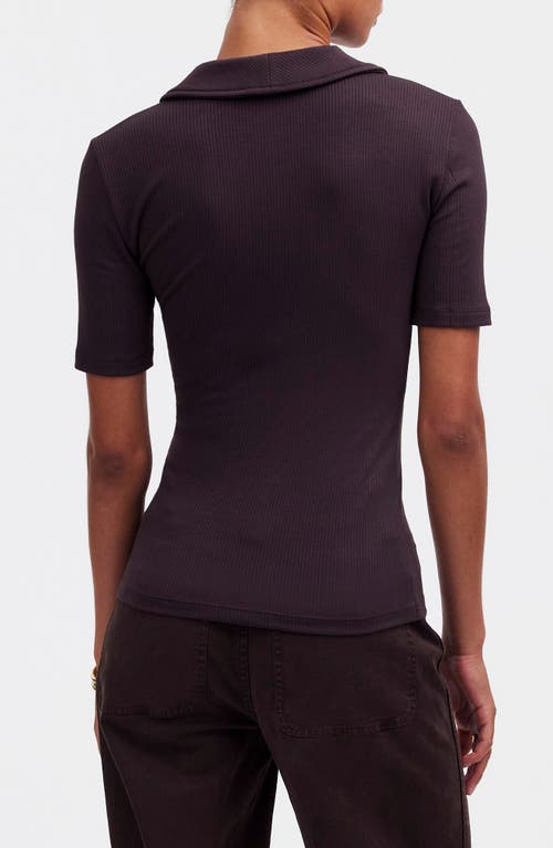 Madewell Drapey Rib Polo In Dark Carob