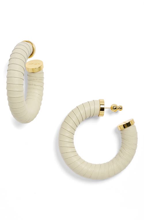 Cult Gaia Valence Leather Wrap Hoop Earrings in Off White