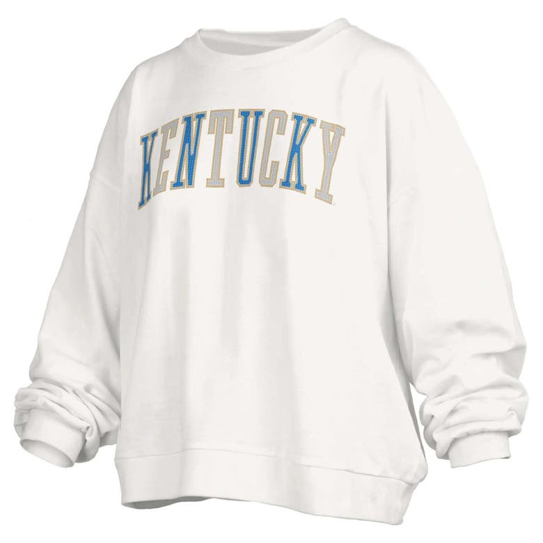 Shop Pressbox White Kentucky Wildcats Janise Waist Length Oversized Pullover Sweatshirt