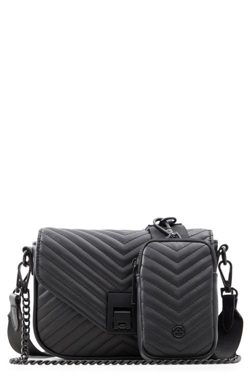 Unilax Chevron Quilted Faux Leather Crossbody Bag in Black/Black