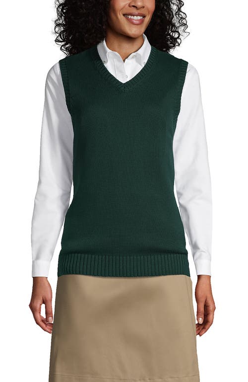 Shop Lands' End School Uniform  Cotton Modal Sweater Vest In Evergreen