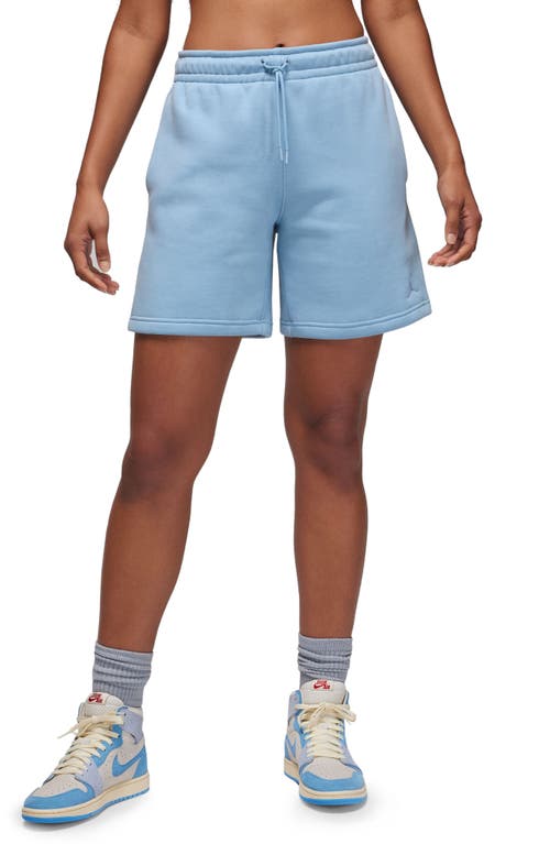 Jordan Brooklyn Fleece Drawstring Shorts In Blue Grey/white