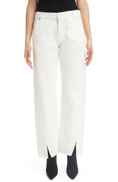Balmain Slit Front Straight Leg Nonstretch Jeans in White