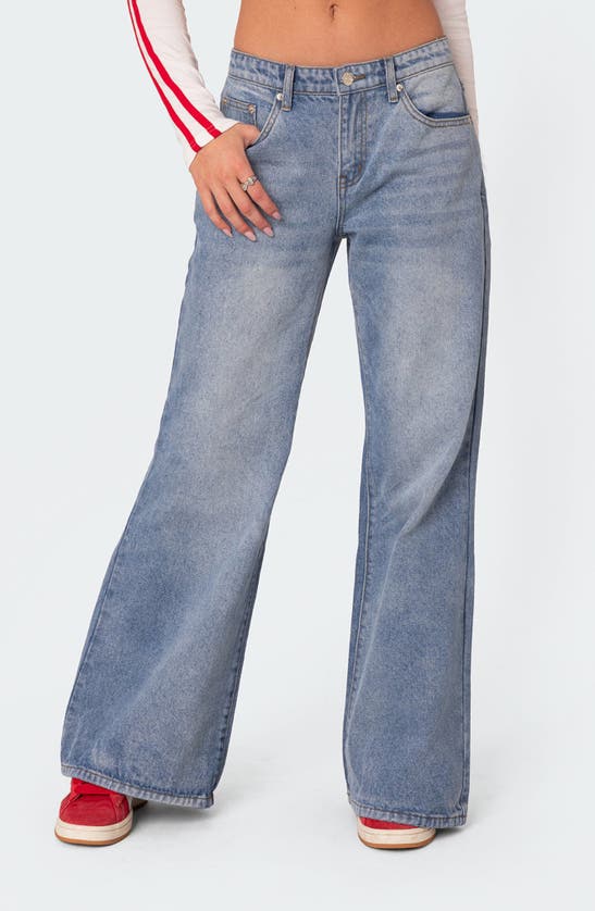 Edikted Women's Low Rise Wide Leg Jeans In Light-blue
