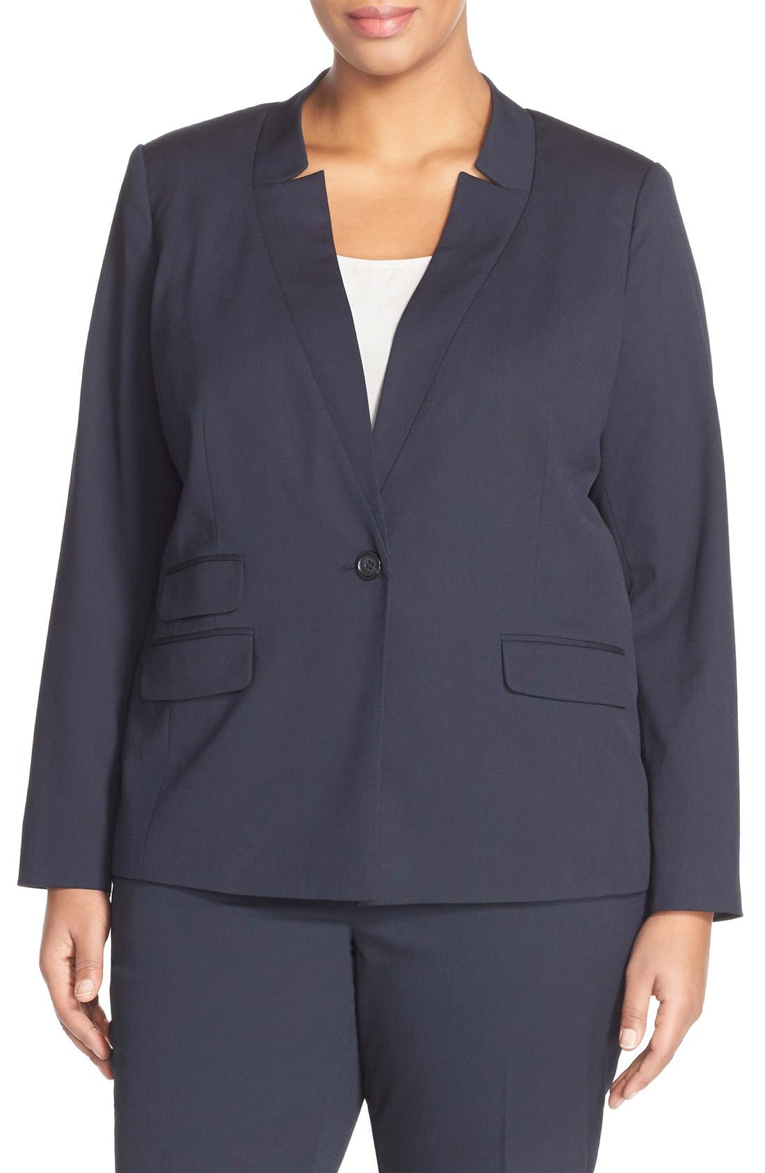 Halogen® Stretch Oxford Cloth Suit Jacket (Plus Size) Nordstrom