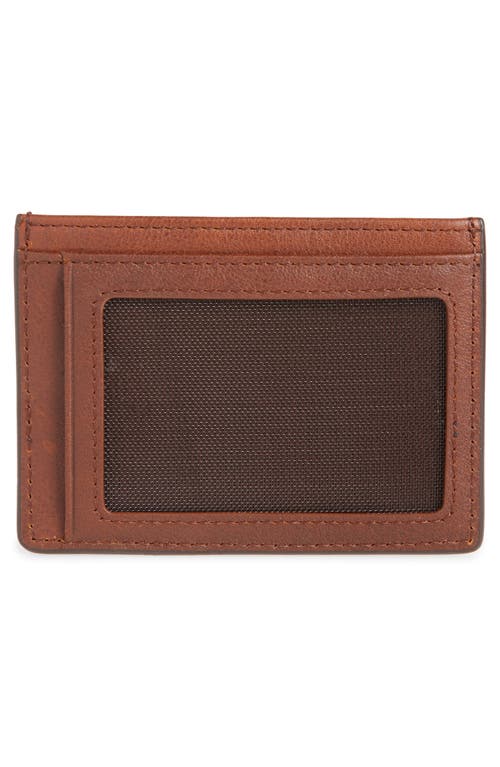 Will Leather Goods Front Pocket Leather Card Case In Cognac