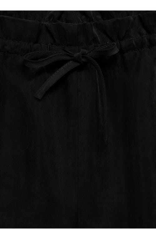 Mango High Waist Drawstring Shorts In Black