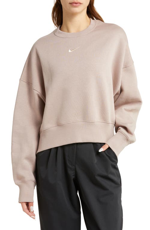 Nike Phoenix Fleece Crewneck Sweatshirt in Diffused Taupe/Sail