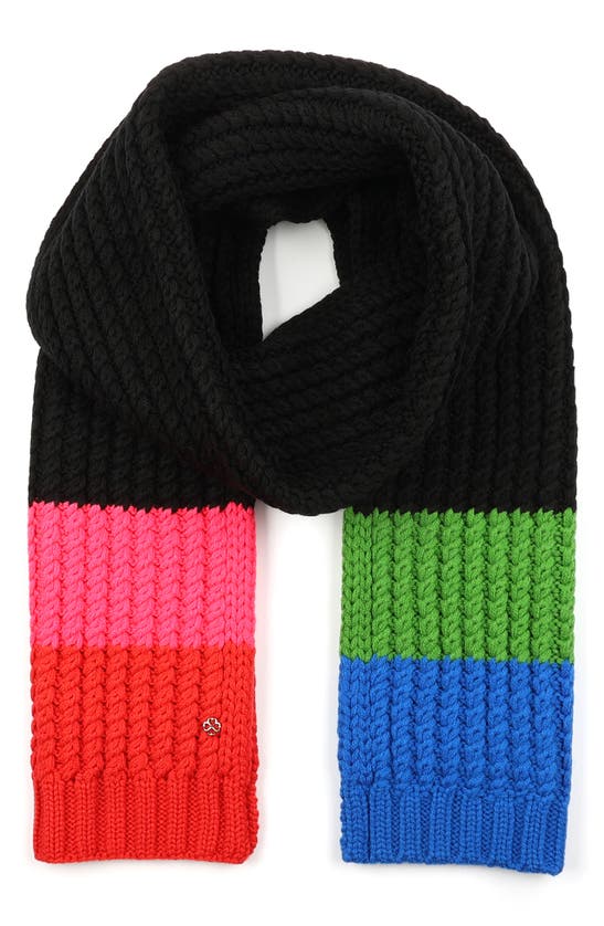 Shop Kate Spade Marble Cable Knit Scarf In Black
