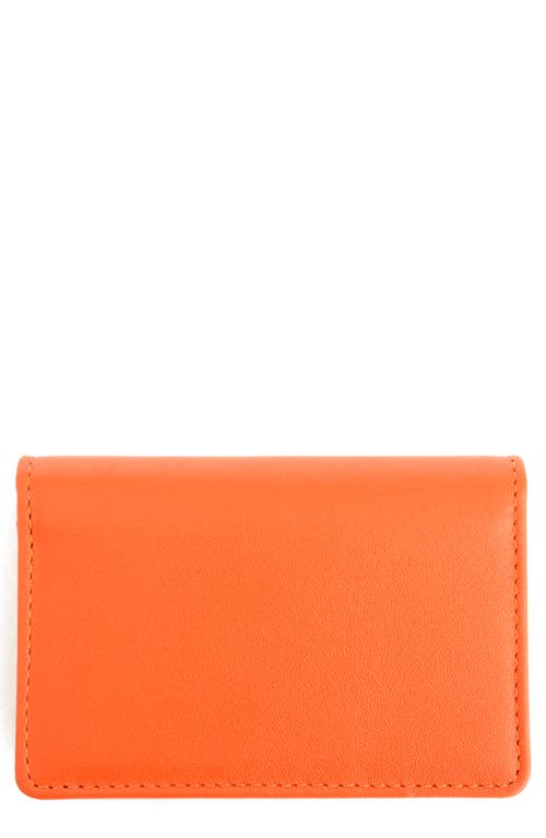 Royce New York Leather Card Case In Orange- Silver Foil