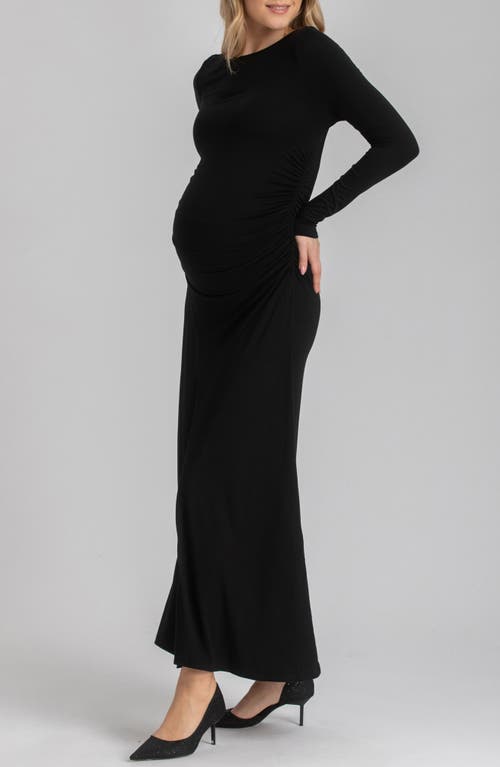 Shop Pietro Brunelli Long Sleeve Jersey Maternity Maxi Dress In Black