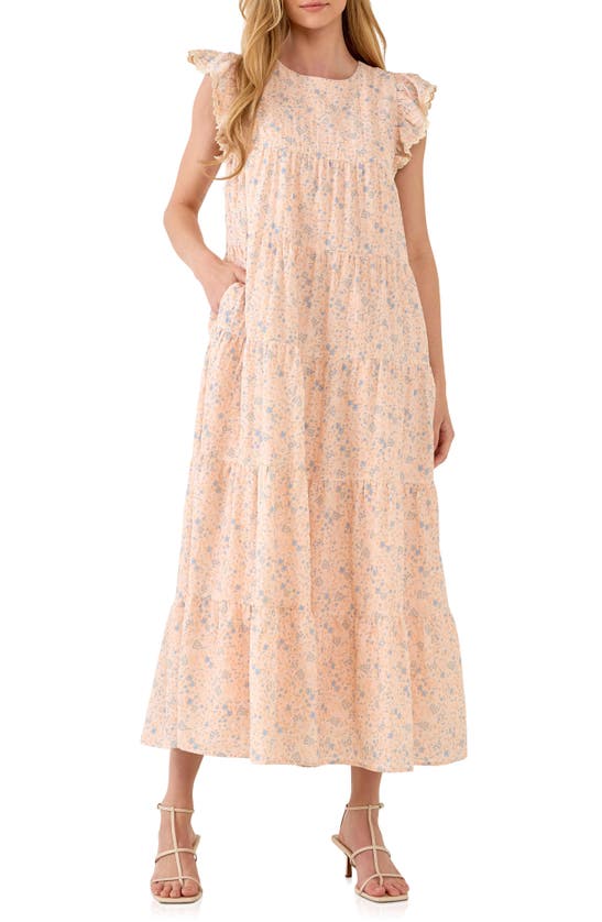 Free The Roses Ruffle Tiered Midi Dress In Pink ModeSens