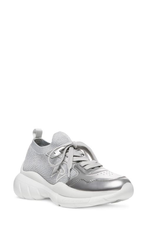Stuart Weitzman 5050 Knit Sneaker In Grey/silver Leather