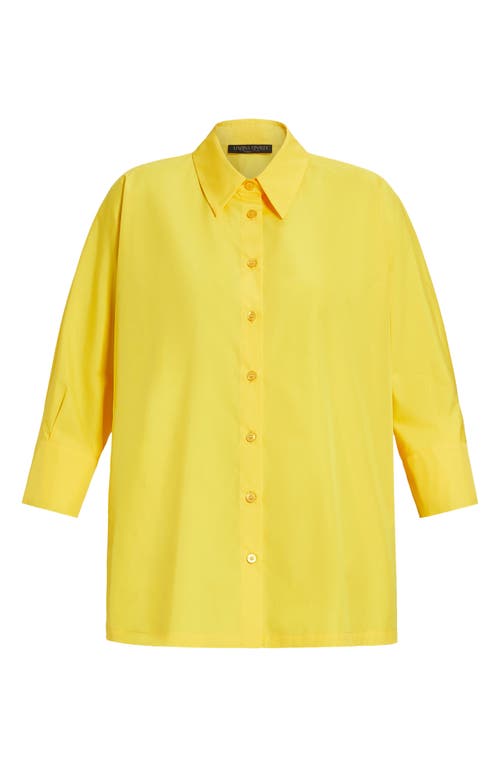 Shop Marina Rinaldi Arizona Cotton Button-up Shirt In Bright Yellow