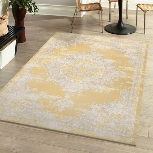 Jonathan Y Alhambra Ornate Medallion Modern Area Rug In Yellow/cream