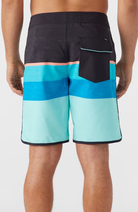 Shop O'neill Lennox Scallop Stripe Board Shorts In Turquoise