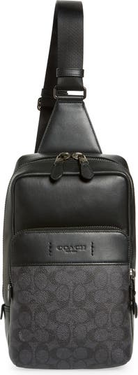 Coach Mens Gotham Slim Crossbody in Pebble Leather, Black: Handbags