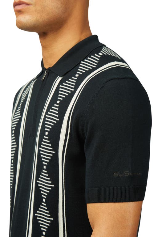 Shop Ben Sherman Argyle Quarter Zip Polo Sweater In Black