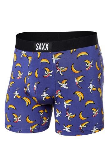 Shop Saxx Vibe Super Soft Slim Fit Boxer Briefs In Rainbow Bananas- Navy