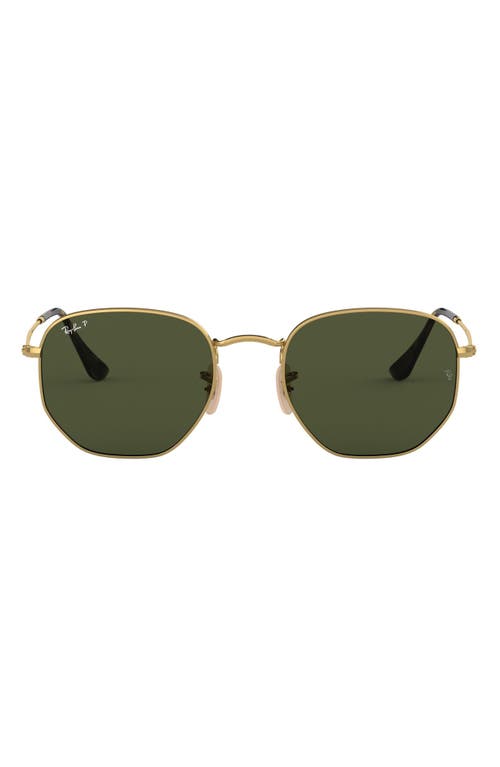 Ray-Ban 51mm Polarized Geometric Sunglasses in Gold/Green Polar at Nordstrom
