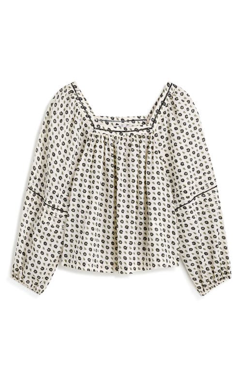 MADEWELL MADEWELL DOT FLORAL SQUARE NECK LONG SLEEVE TOP 