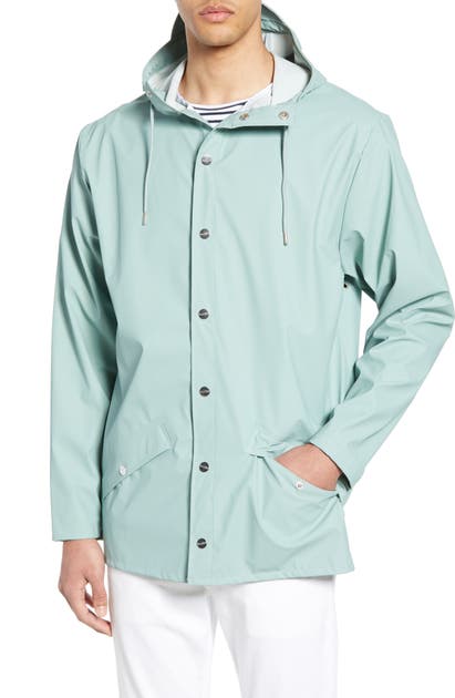 Rains Lightweight Hooded Rain Jacket In Dusty Mint