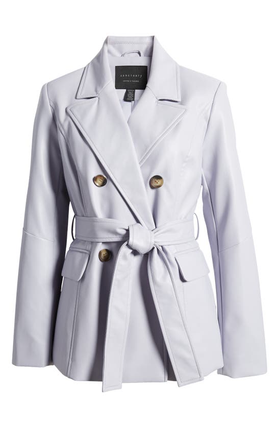 SANCTUARY BELTED FAUX LEATHER BLAZER