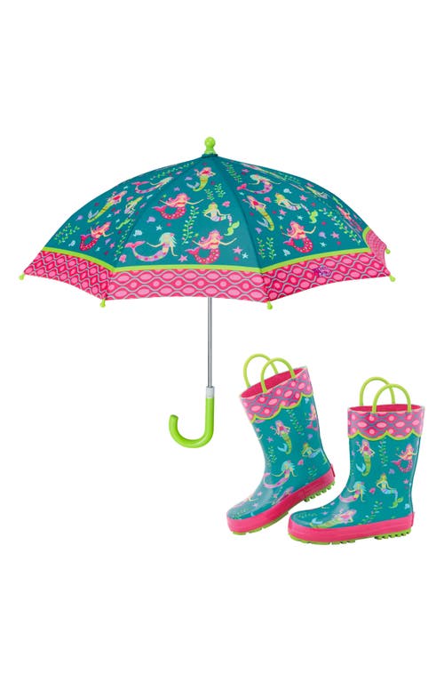 Stephen Joseph Print Rain Boots & Umbrella Set in Mermaid at Nordstrom, Size 13