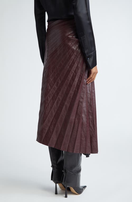 Shop A.l.c . Tracy Asymmetric Pleat Faux Leather Skirt In Cordovan