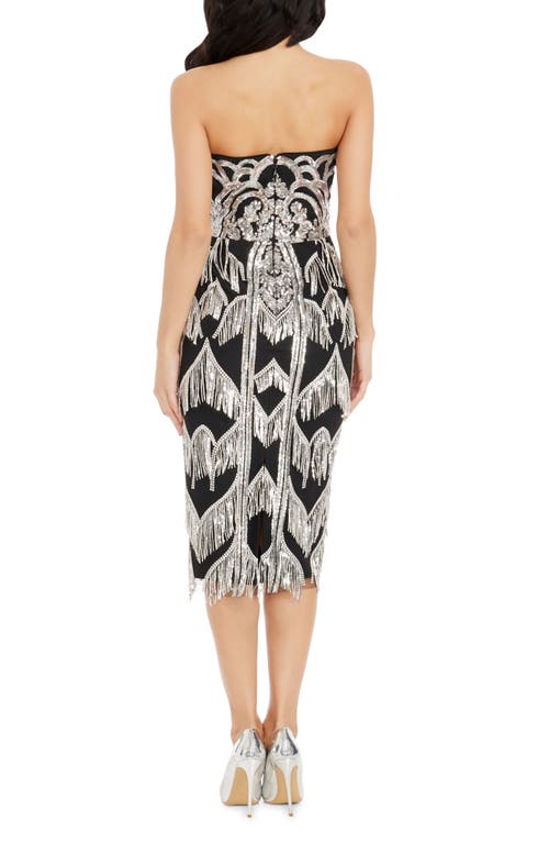 DRESS THE POPULATION DRESS THE POPULATION VIVIANA SEQUIN STRAPLESS SHEATH DRESS