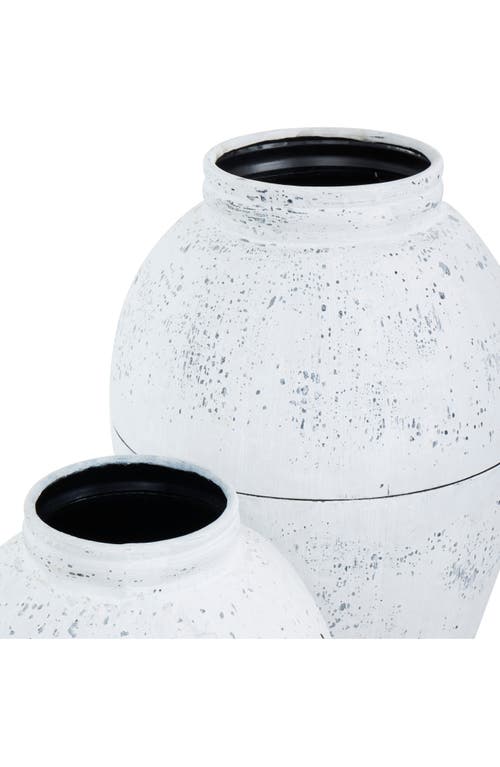 Ginger Birch Studio Set Of 2 Metal Vases In White